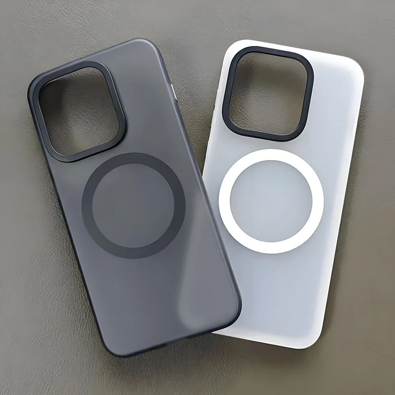 Slim Matte Black Translucent Anti-Fingerprint Phone Cover with Baby Skin Touch and Magsafe Compatibility