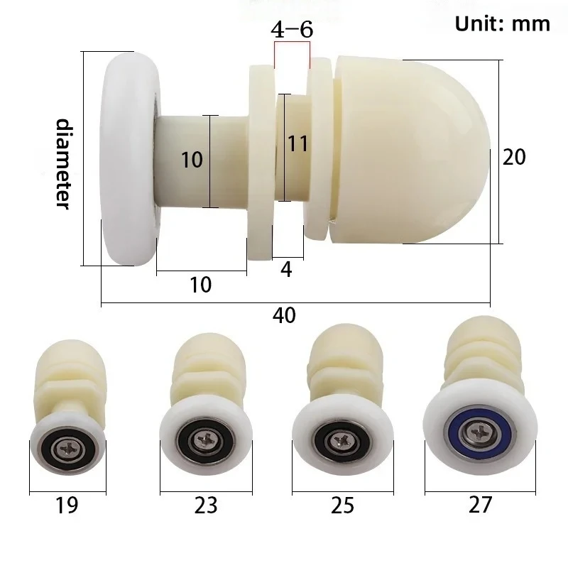 8pcs Single Pulley Plastic Nylon Shower Room Pulley Door and Window