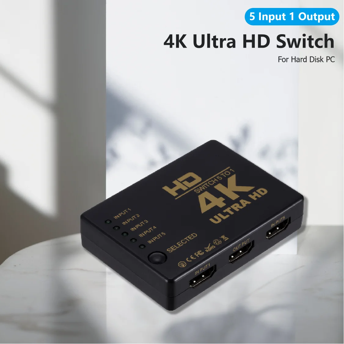 Kvm Switch Hdmi Compatibile 4K * 2K 1 X5 Switcher 5 In 1 Out Hd 1080P Video Cable Splitter Hub Adapter Converter Per Ps4/3 Tv Box