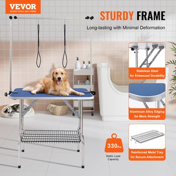 VEVOR Pet Grooming Table Two Arms with Clamp Dog Grooming Station Foldable Pets Stand for Medium Small Dogs with Grooming Loop 2