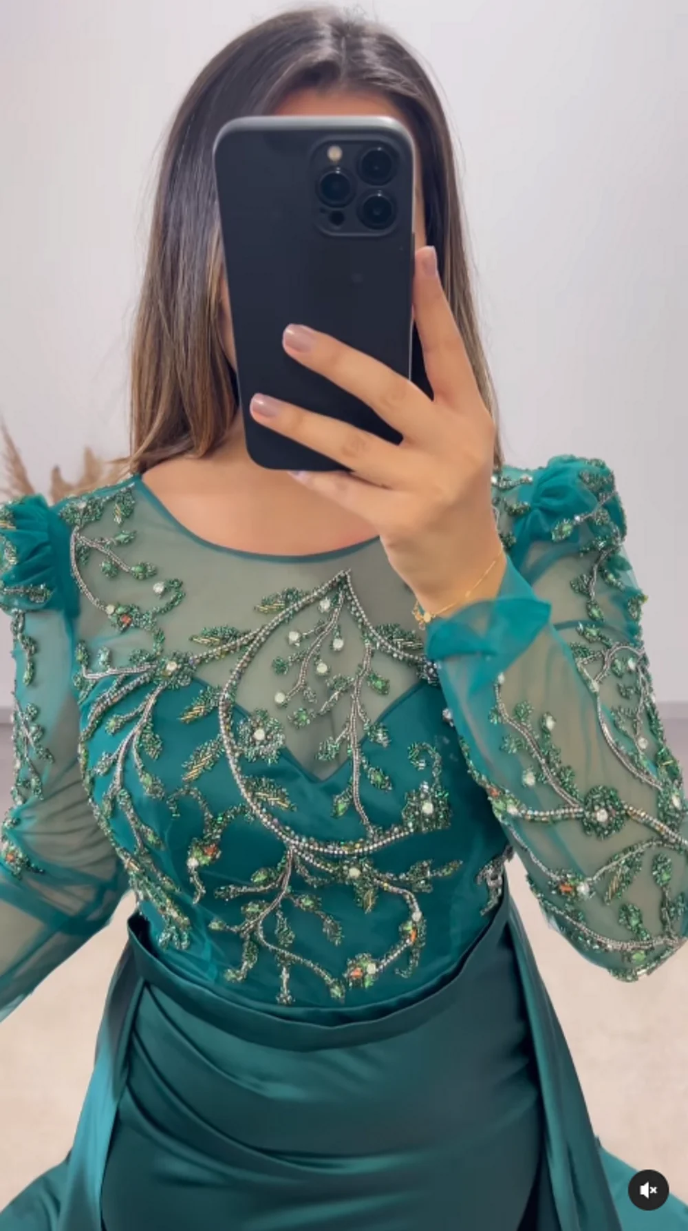 Mermaid Sexy Elegant O-Neck Sexy Pleated Beading Satin Evening Gown Custom Made Formal Party Dress Long Sleeves Prom Dresses