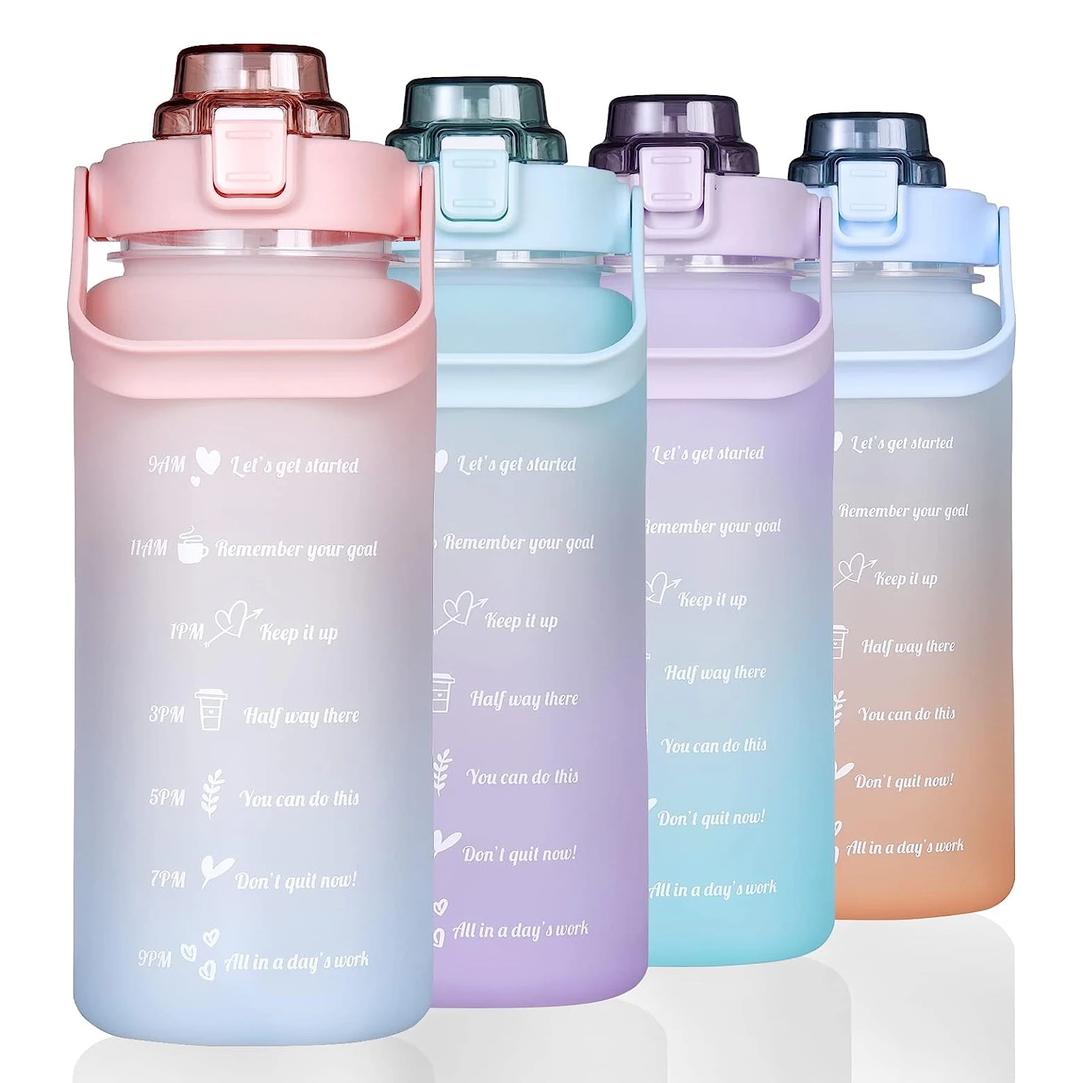 2L Motivational Water Jug with Straw and Time Marker
