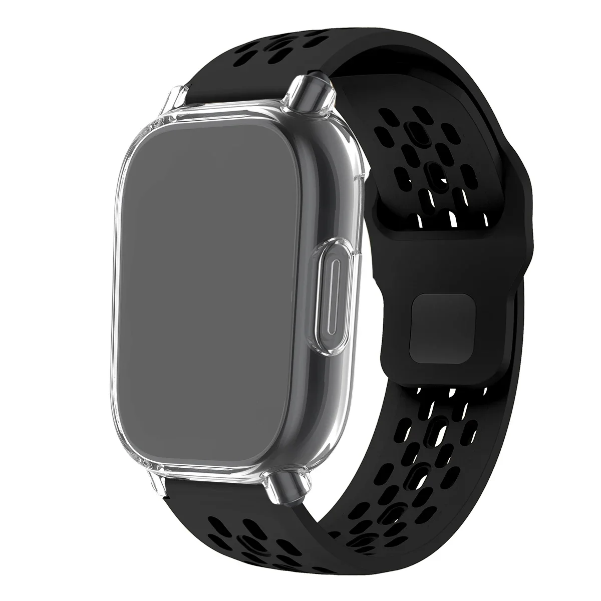 Silicone Strap and TPU Soft Shell Case with Full Cover Screen Protector for Smartwatch - Breathable Sport Band Design
