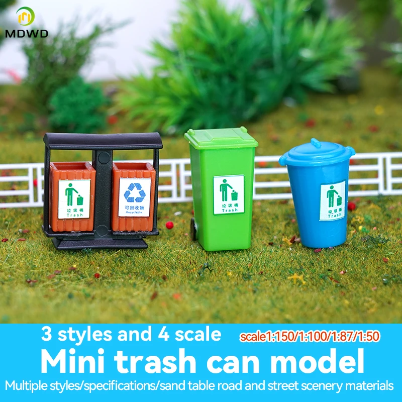 2pcs/Set Dollhouse Miniature Mini Garbage Trash Can Rubbish Bin Toy HO Scale Model Figure Model Train Landscape Diy Accessories 2