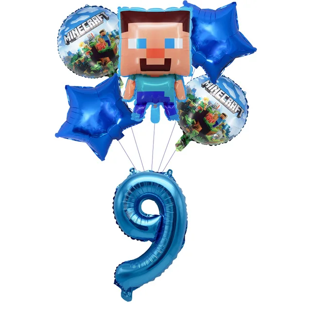 thumbnail image 1 of New Miner Craftings Pixel Game Decoraciones para fiestas de cumpleaños Globos 3D Vajilla Decoraciones para pasteles Suministros para fiestas infantiles Baby Shower, 1 of 5