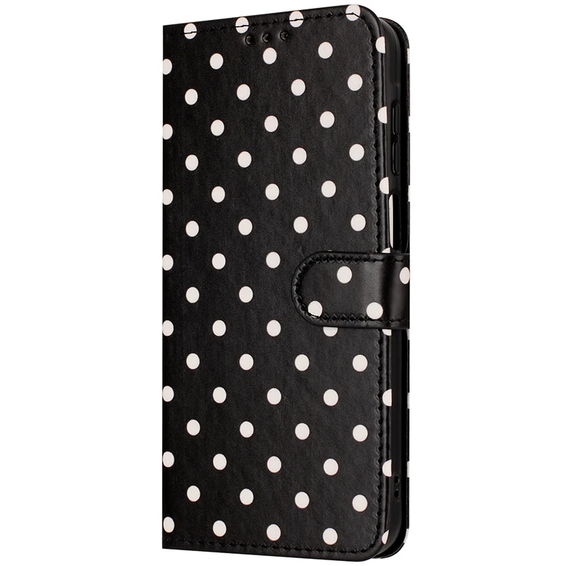 Wave Dot Pattern Leather Flip Wallet Card Case – Stylish Phone Cover