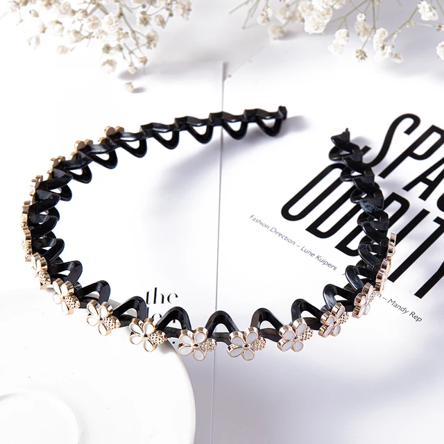 Fashion Pearl Non-Slip Rhinestone Hairbands Elastic Flower Women Hair Hoop Bands Headband Bezel Girls Hair Accessories Headdress white Flowers