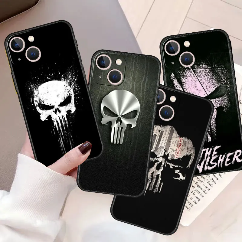 Nero La Custodia Punisher Per Iphone 12 Mini Xs Se X 6S 13 Pro Max 11 Xr 7 8 Plus 7P Xs Max 7 + 12Pro 2022 11Pro 13Pro Tpu Soft