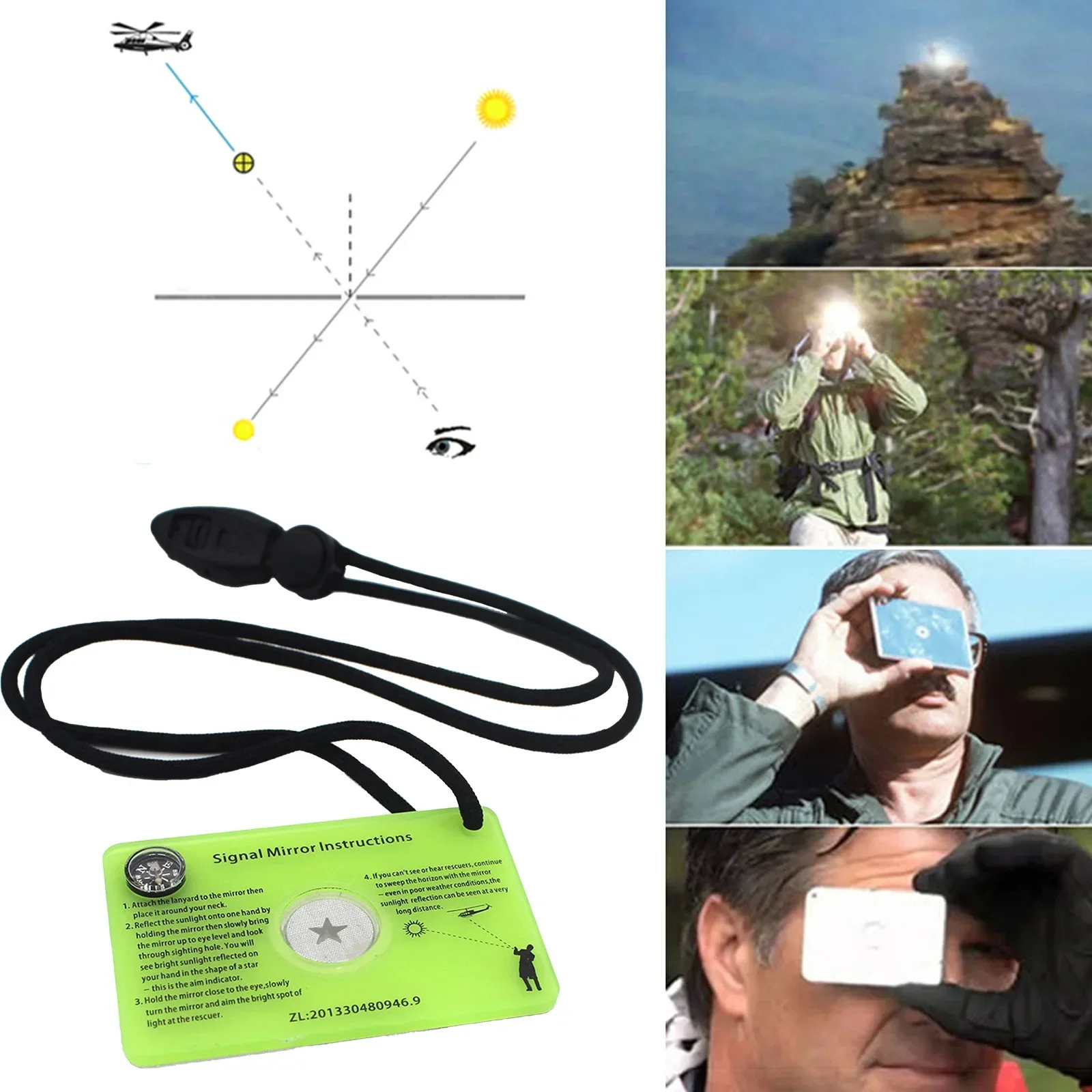 Survival Signal Mirror For Outdoor Camping Yacht Outdoor Emergency Survival Reflective Signal Mirror Adventure Supply Tools