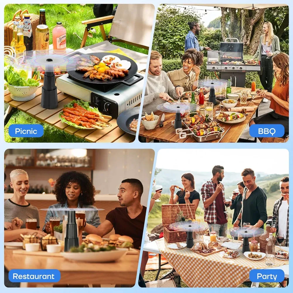 Fly Fans Bug Fans with Holographic Blades Keep Flies Away from Picnic BBQ Restaurant Party Indoor and Outdoor