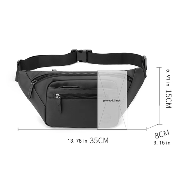 Multi-pocket practical waist bag, outdoor single shoulder messenger bag, sports running fashion chest bag, business cashier, mul