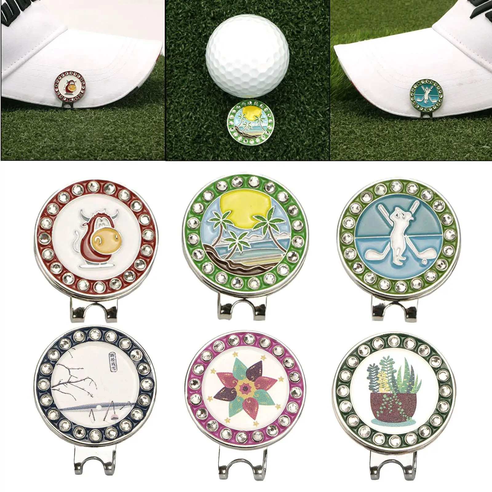Golf Ball Marker Hat Clip Golf Putting Training Ball Position Accessories Hat Clips Removable
