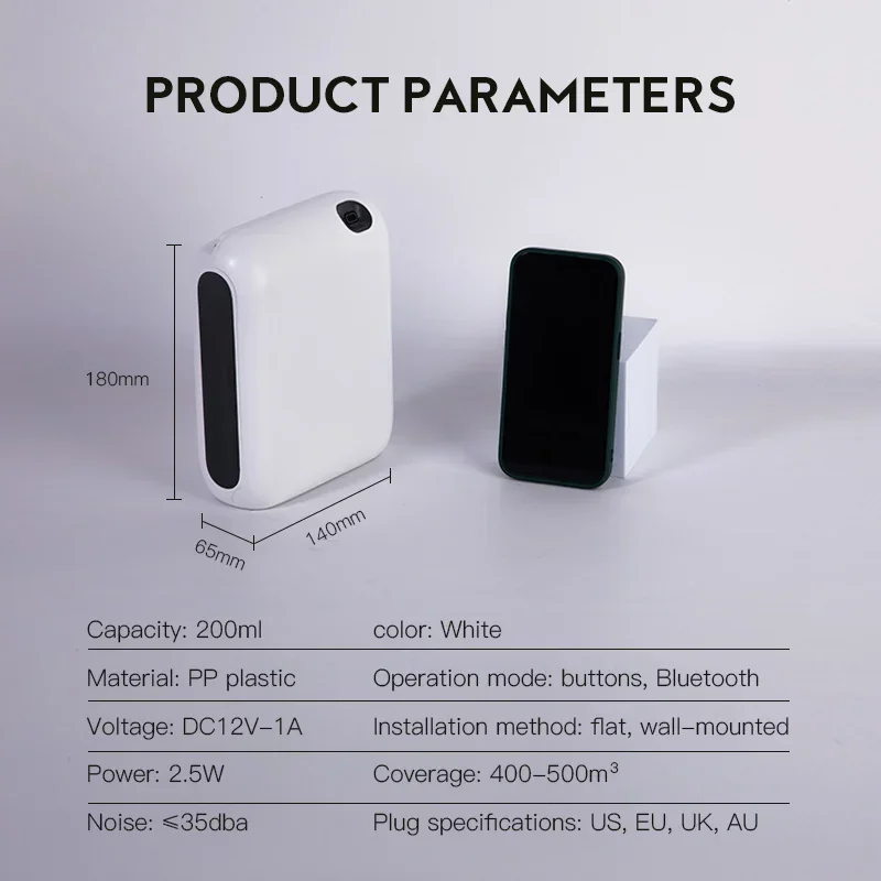 NAMSTE Bluetooth Aroma Oil Diffuser Aromatic Fragrance Device Electric Essential Oil Scent Wall Hanging Home Air Freshener