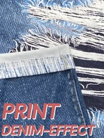 Plus Size Women's Tight Leggings Imitation Denim Print Ripped Pattern High Elastic Sports Pants Comfortable Casual Fashionable Knitted Pants - Image 6