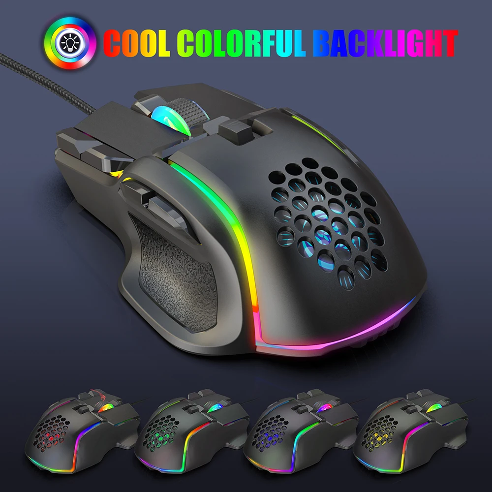 ORZERHOME 12800 DPI RGB 10 Keys Wired Gaming Mouse Adjustable USB Programmable Wired Mice Ergonomic Gamer Mouse for pc Laptop