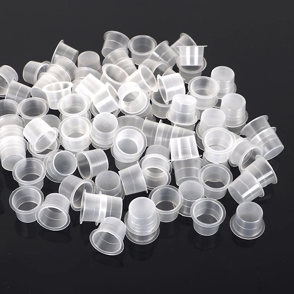 100pcs Tattoo Large Medium Small Ink Pigment Cup Ring transparent  Microblading Cap Lip Eyebrow PMU Bleaching Supplies Cream 4