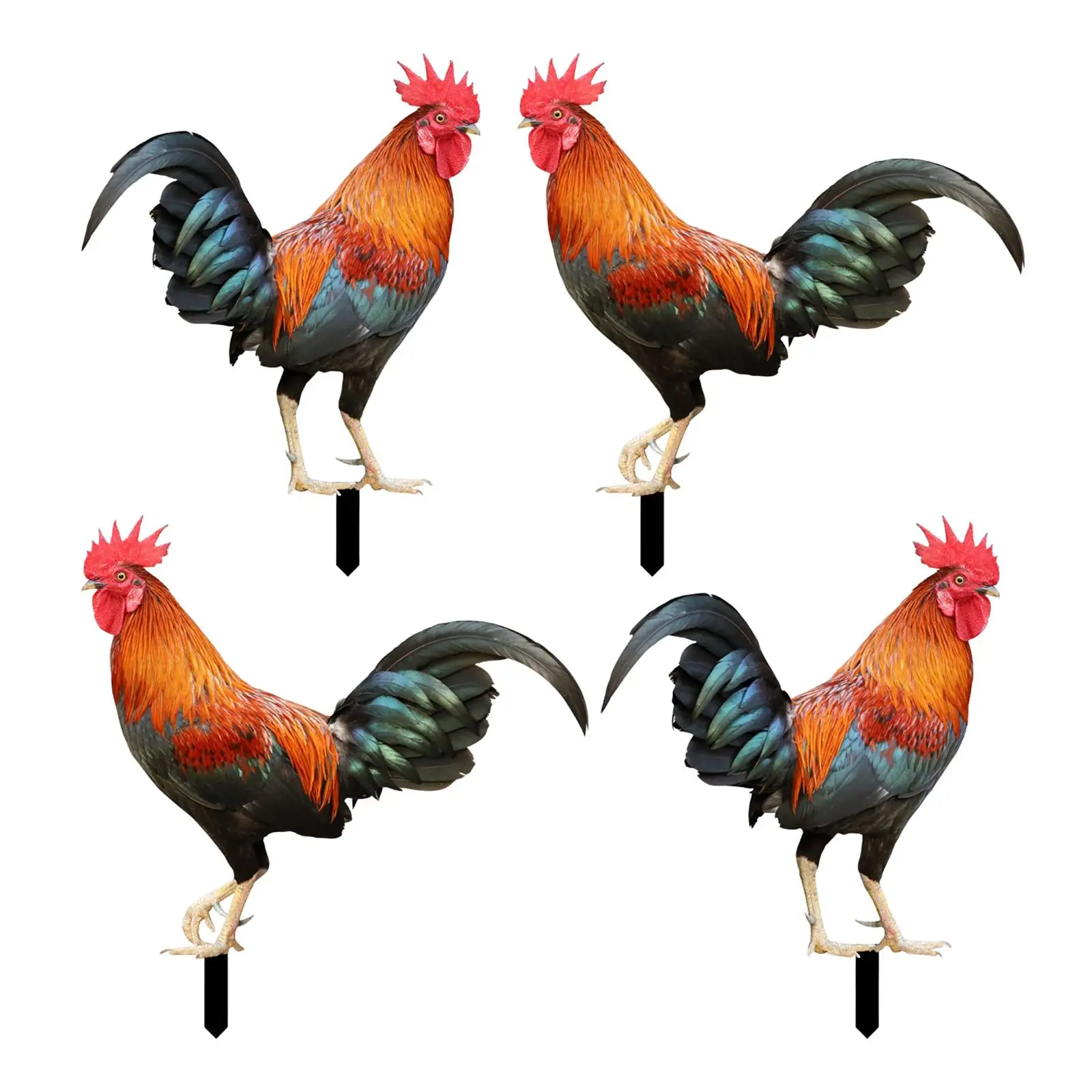 Rooster Animal Statue Ornament Garden Stakes Standing Yard Sign Decor for Courtyard Patio