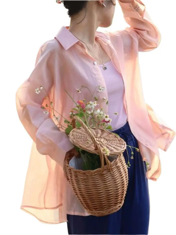 

Женская Однотонная рубашка из вискозы, Повседневная летняя рубашка с разрезом на одной пуговице