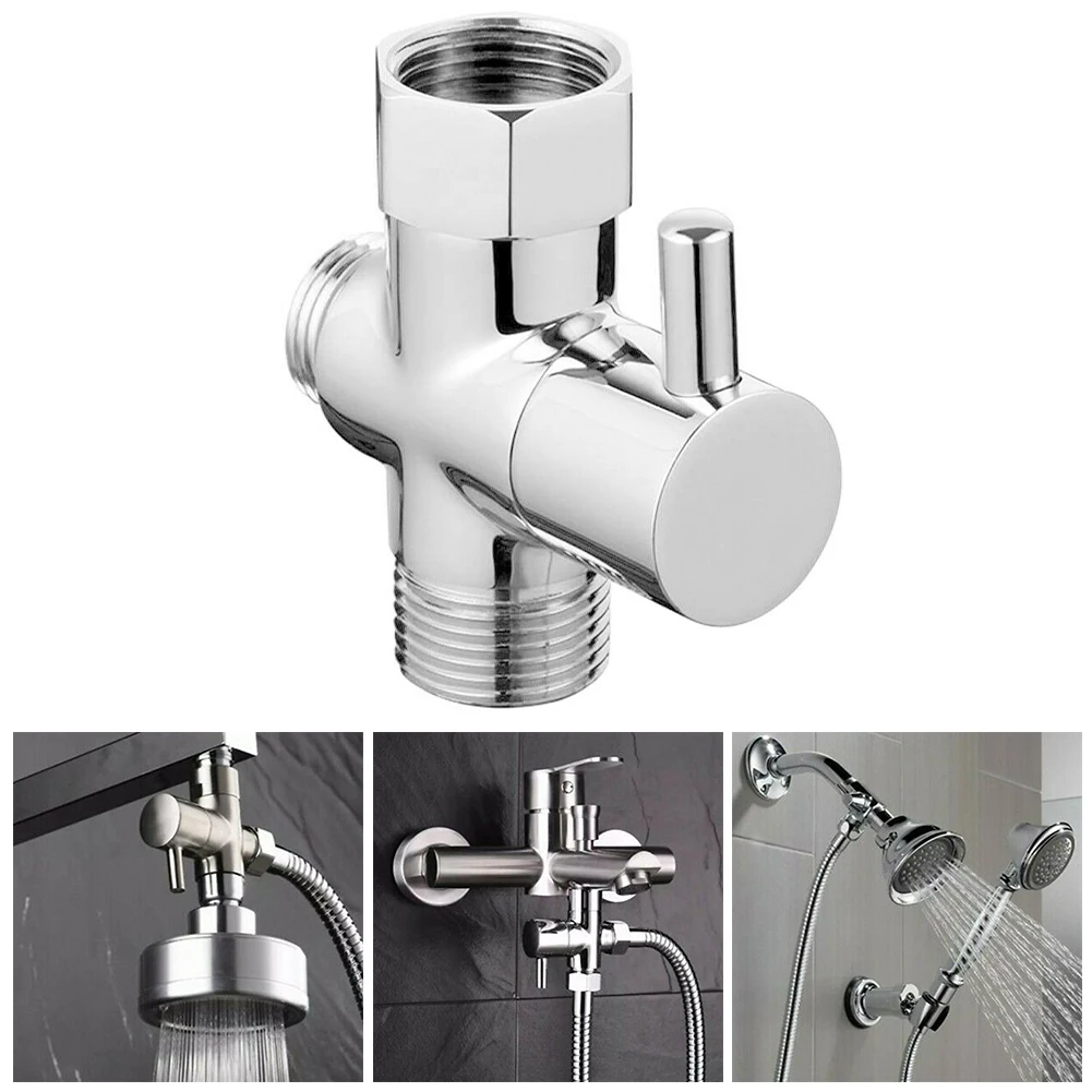 Diverter Valve G1/2in 3 Way Diverter Valve T-Adapter Converter Shower Brass Water Tap Connector Bathroom Faucet Water Separator