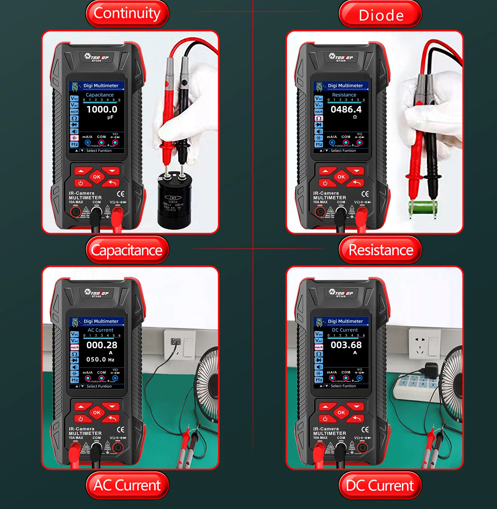 3.2inch Thermal Camera with Macro Lens 60000 Counts Digital Multimeter Electrica