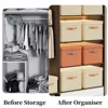 1pc Fabric Foldable Clothes & Quilt Storage Box With Lid Thickened PP Plate For Household & Dormitory Use 6