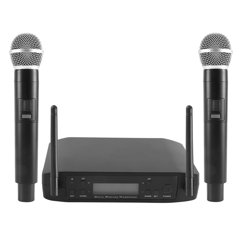 

GLXD4 Wireless Microphone 2 Channels UHF Professional Handheld Mic for Stage Party Karaoke Church Meeting EU Plug