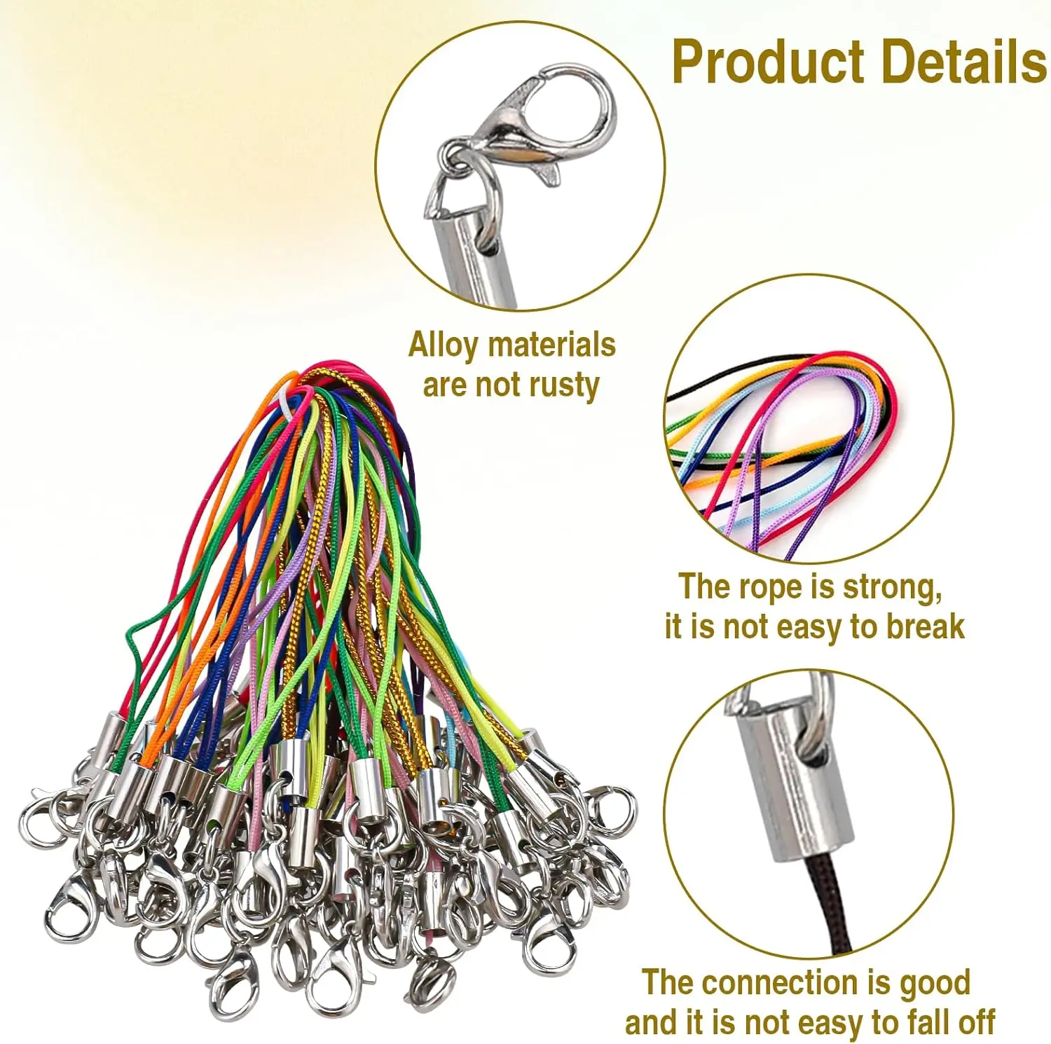 Versatile Lanyard Strap Set with Lobster Clasp Keychain Hooks and Keyring Accessories (20/50/100Pcs)
