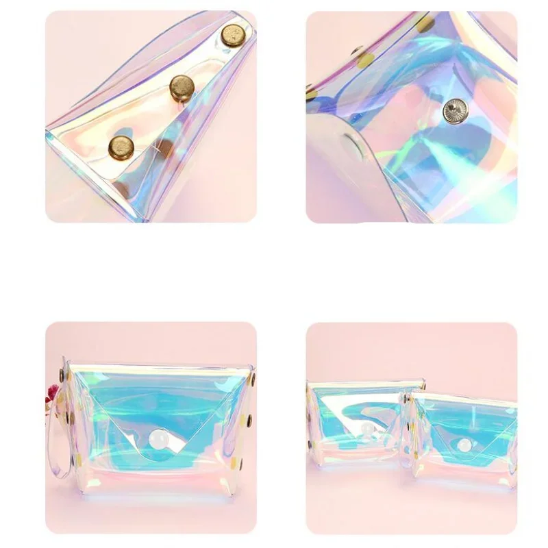 1PC Short Wallet Laser Holographic Coin Purse Women Clear Holder Purse Keys Pouch Earphone Storage Bag