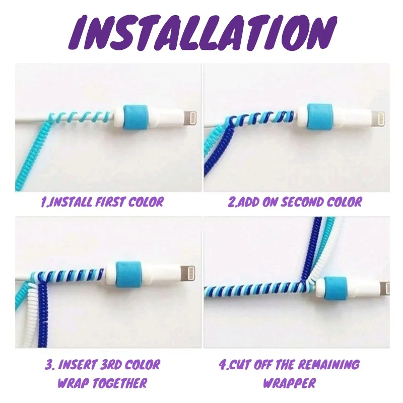 【Buy 5 Get 1 Free】1Pc 60Cm Spiral Cable Cord Protector Charger Protector Cable Winder For Charging Cable/Earphone Cable