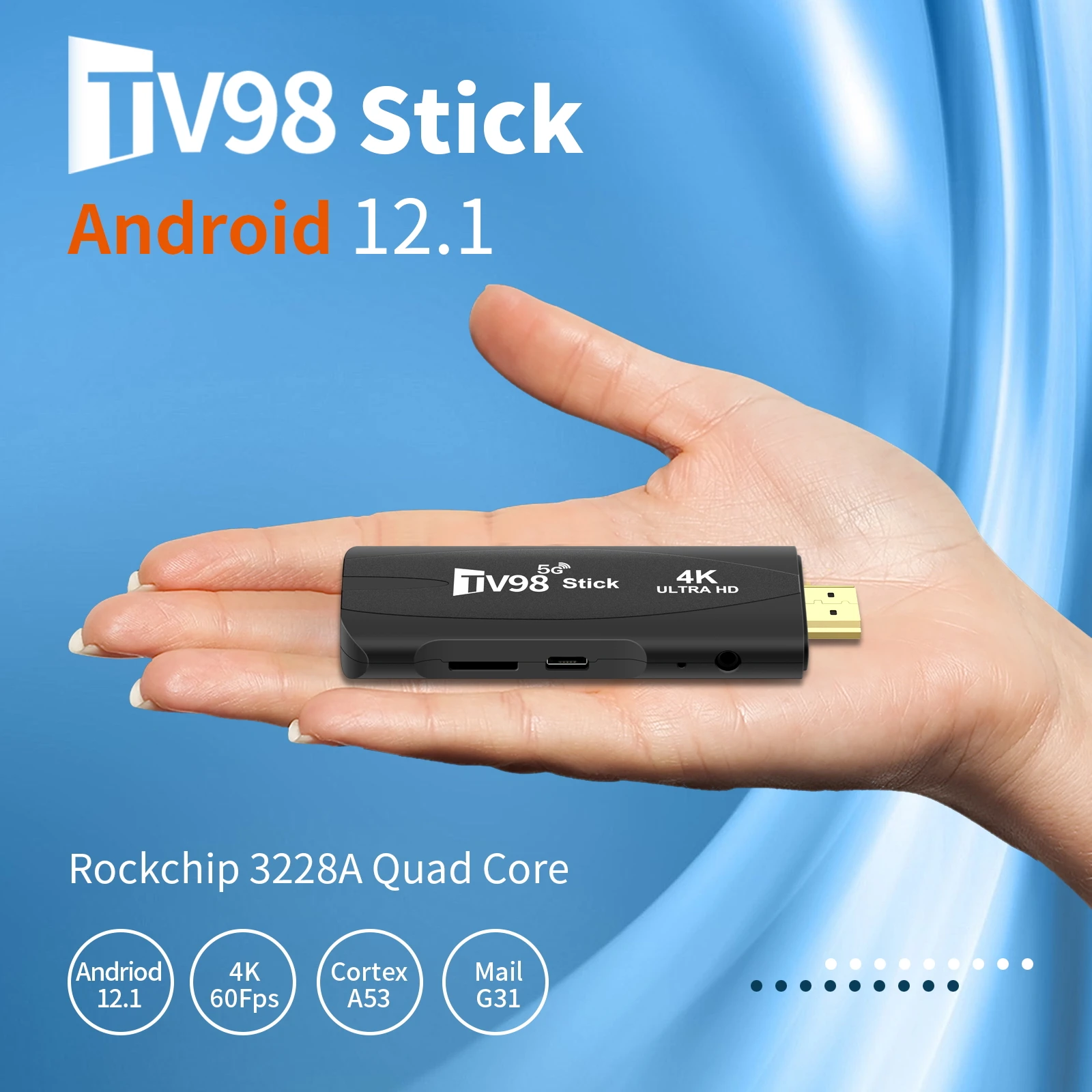 

Salange TV98 TV Stick Android 12.1 Mini ATV 4K Smart TV Box 5G/2.4G Wireless WiFi Display HDTV Receiver Media Player Set Top Box