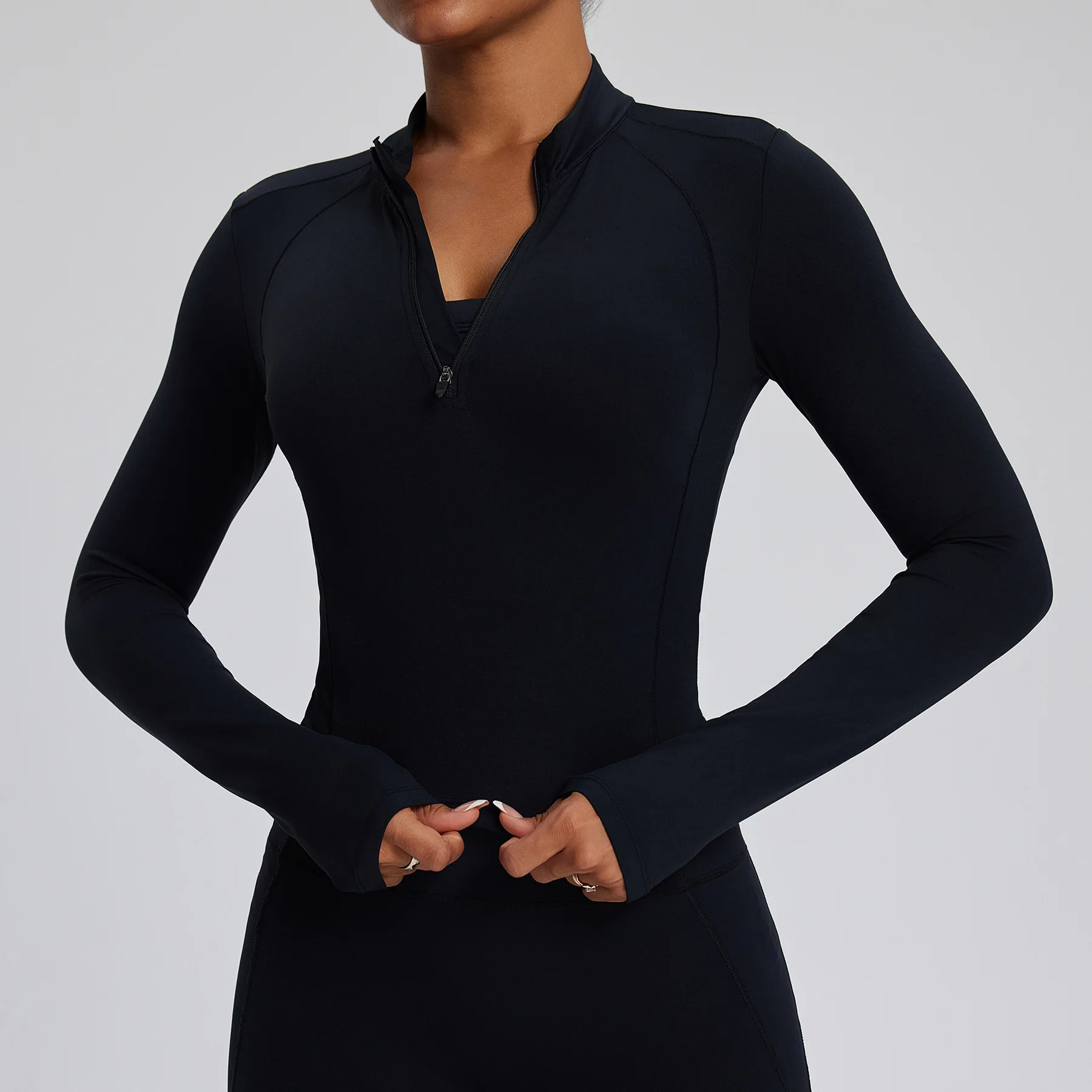 Half Zipper Long Sleeve Yoga Shirts Sport Top Fitness Yoga Top Gym Sports Wear For Women Push Up Running Full Sleeve Jacket