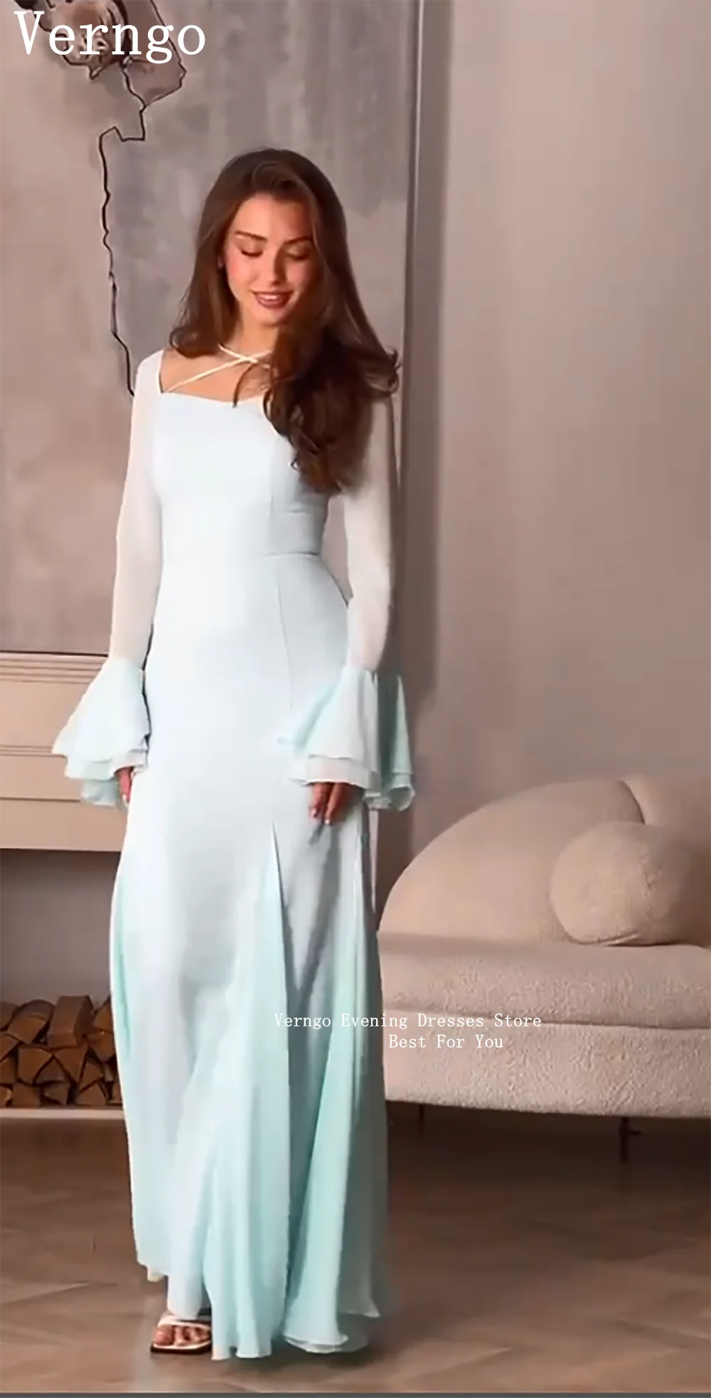 green emerald velvet dress Simple Chiffon A-line blue v-neck Split long prom dress, evening dress –  Musebridals