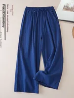 Retro Loose Fit Cotton Linen Wide Leg Pants Women's Summer New Sle Slimming Long Casual Versatile High Waist Trousers