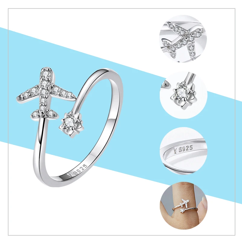 WOSTU Adjustable Rings Real 925 Sterling Silver Stackable Engagement Zircon Open Size Rings For Women Female Original Jewelry - Image 4