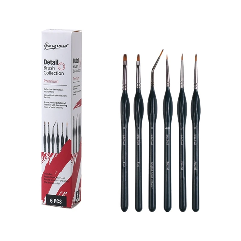 Set 10 Pennelli Dettaglio: Micro Pennelli Per Acquerello, Acrilico E Olio - Dimensioni Da 00000 A 6