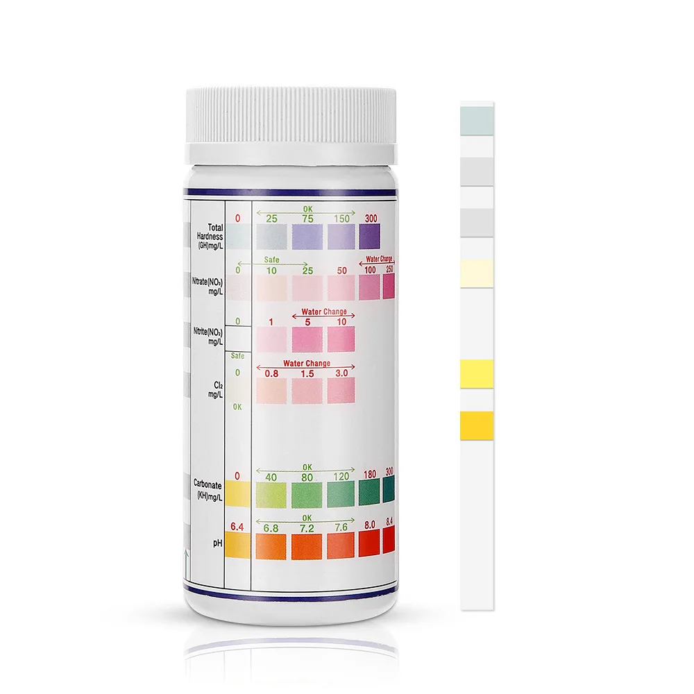 30/100 Stück 6-in-1 Aquarium-Teststreifen, Wassertest-Sets, Süßwasser, Salzwasser, Zuhause, Ammoniak, Stickstoff, Nitrit, pH-Testgerät – Detail 1