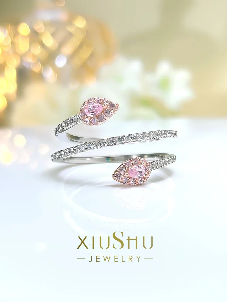 

Small and Luxury Celebrity Pink Diamond Ring Daily Sweet Horse Eye s925 Sterling Silver Inlaid High Carbon Diamond Wedding