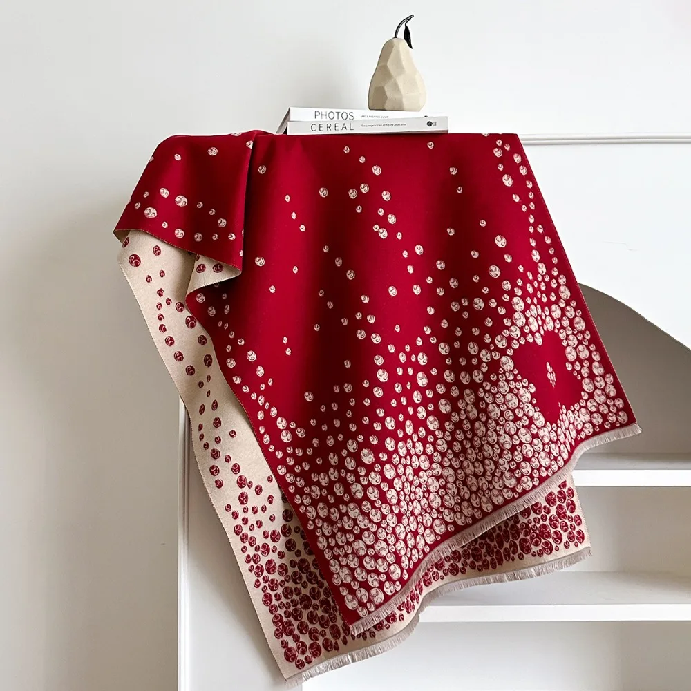 Polyester Windproof Scarf Shawl Poncho for Women Autumn Winter