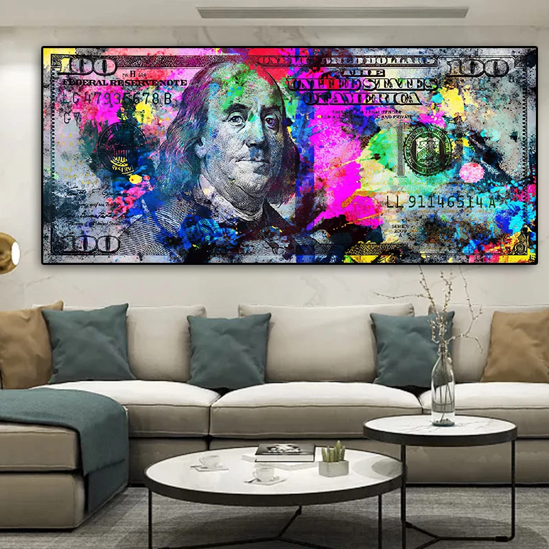 

Modern Popular Colorful Dollar Canvas Painting Street art Abstract Poster Wall Picture Home Decoration