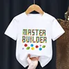 Master Builder Blocks Building Print Cartoon Kids T shirt Girls Summer Tops Baby Boys Clothes Children Short Sleeve T-shirts 3