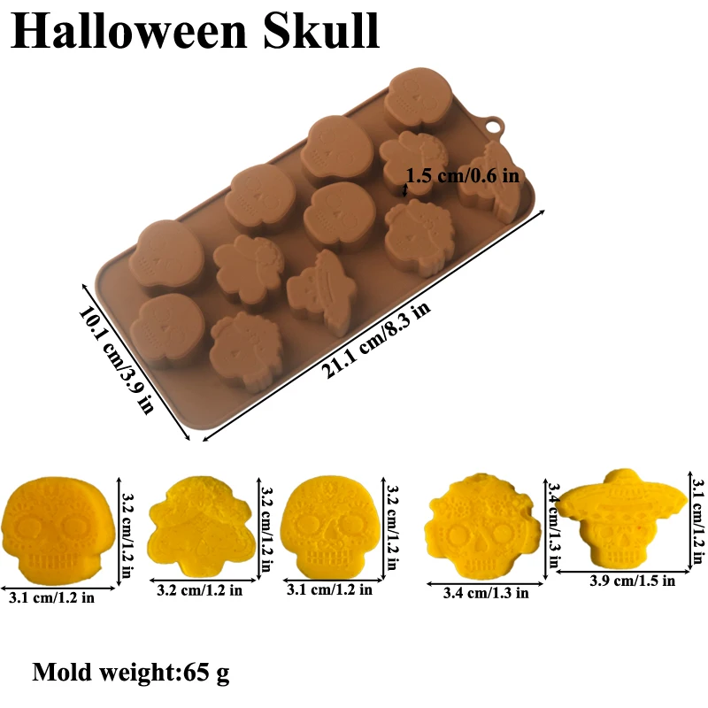 Halloween Silicone Cake Mold, Pumpkin Skull Bat Tombstone Ghost Spider Witch Shape Choc... - SKU HSCM1908 - UGI Packaging