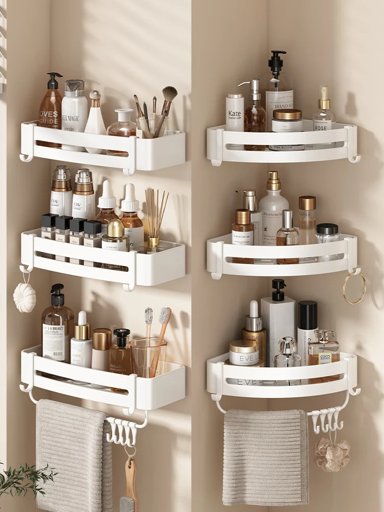 1/2/3 ชั้นห้องน้ําชั้นวางอลูมิเนียมชั้นลอยสําหรับฝักบัวติดผนังห้องครัว Rack อุปกรณ์ห้องน้ํา 1