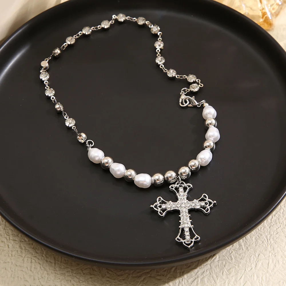 2023 Zinc Alloy Star Cross Pendant Necklace - Women's Punk