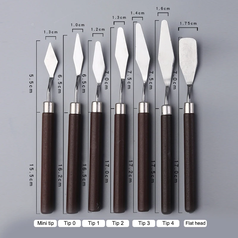 1-7Pcs Stainless Steel Spatula Kit Palette Gouache Supplies For Oil Painting Knife Fine Arts Painting Tool Set Flexible Blades images - 6