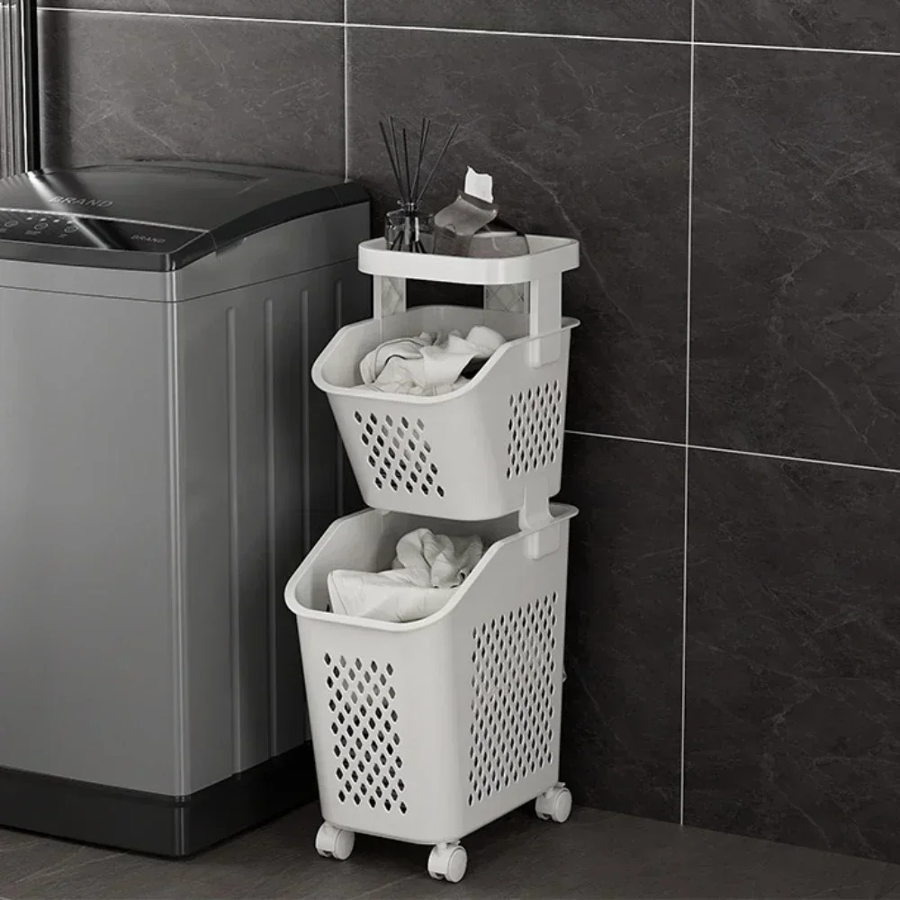 Household Dirty Laundry Basket Restroom Shower Room Modern Simplicity Portable High-capacity Multilayer Hollow Out Storage Rack