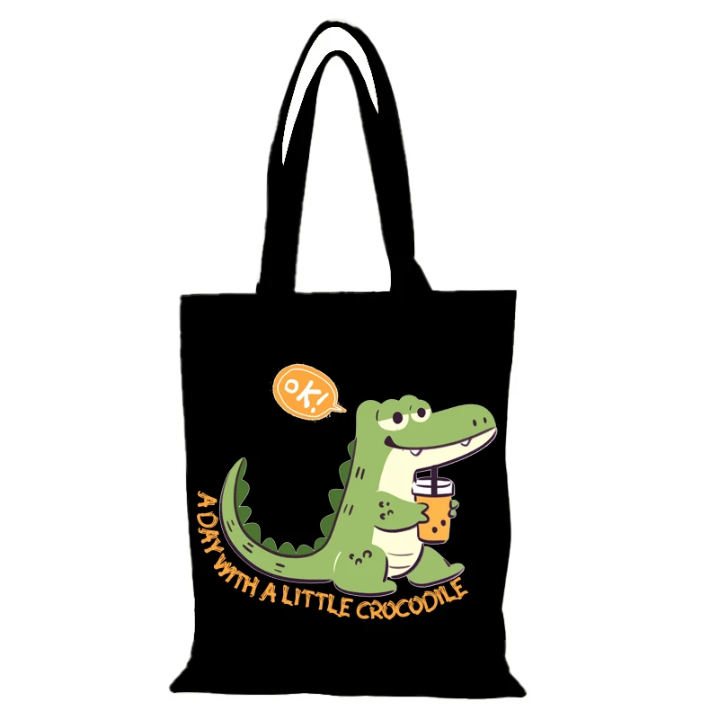 Personalisierte Tasche Cartoon Freizeit Falten Einkaufstasche Niedliche Stofftaschen Neue Handtaschen Damen Handtasche Tote Eco Shopper Strand Canvas – Detail 9