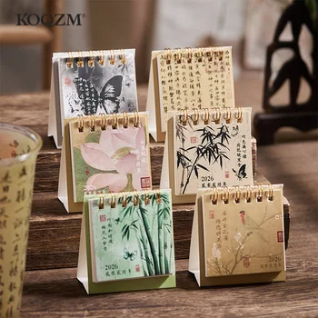 2026 Mini calendario semplice Calendario da tavolo piccolo Calendario a spirale creativo Planner Decorazione desktop Cancelleria per ufficio