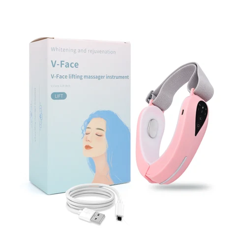 Lifting Massager LED Photon Therapy Face Tighten Slimmer Tools EMS Vibration V-Face Shaping Massage Reduce Double Chin