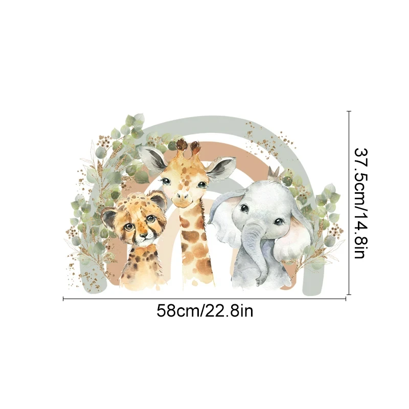 wondever Adesivi Murali Animali della Giungla 3D Sticker da Muro Safari Giraffa Elefante Leone Tropicali Foglie Adesivi da Parete per Camerette