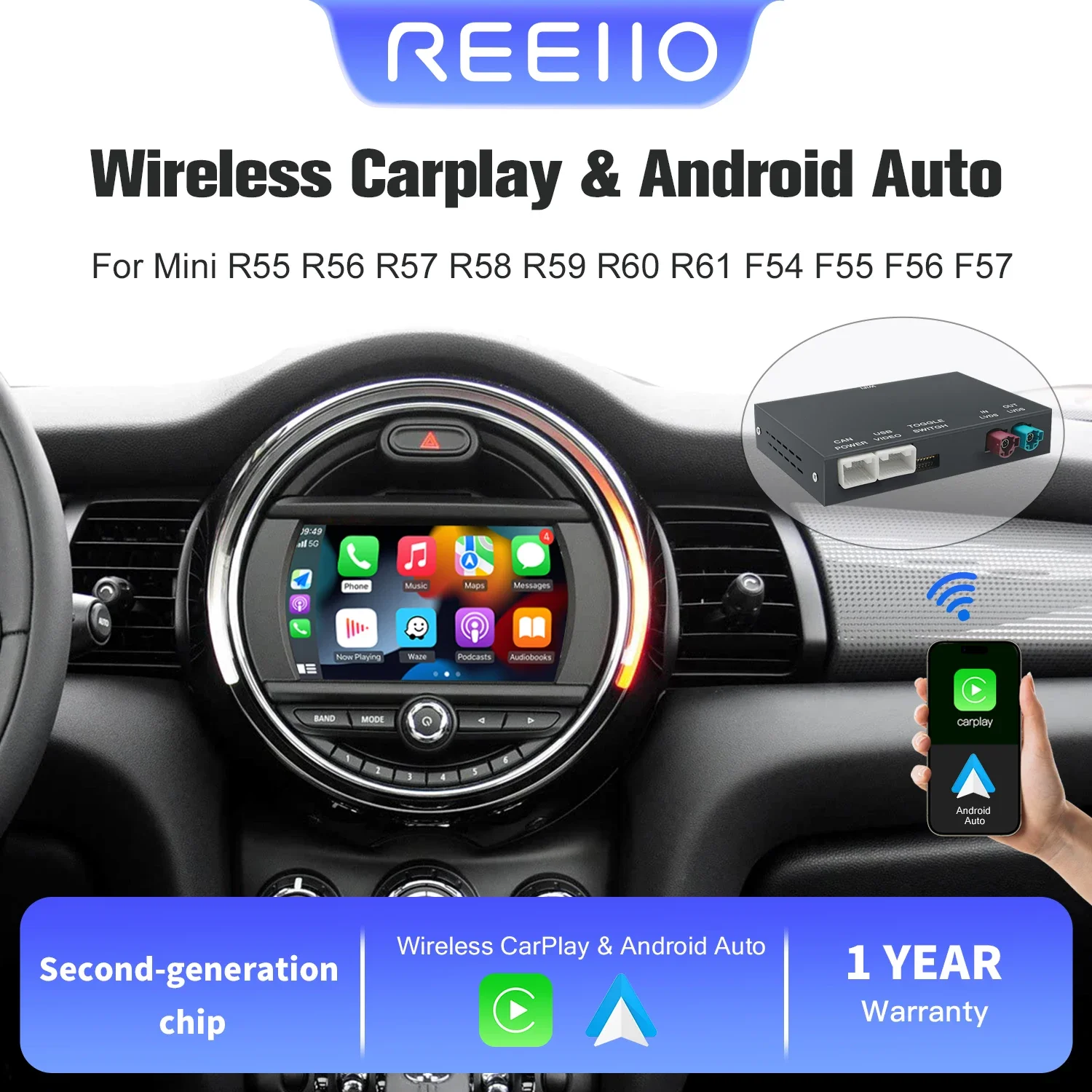 Wireless CarPlay Android Auto for BMW Mini R55 R56 R57 R58 R59 R60 R61 ...